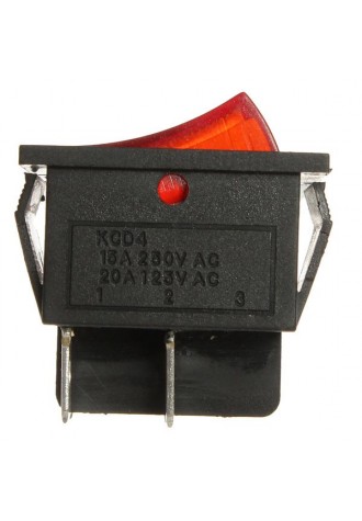 15Pcs Red Light 4 Pin DPST ON-OFF Rocker Boat Switch 13A/250V 20A/125V