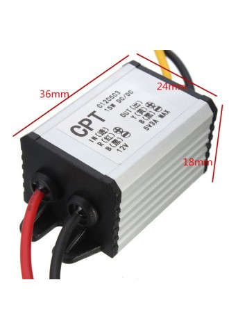 12V To 5V 3A DC-DC Waterproof Charger Converter Power Step Down Module