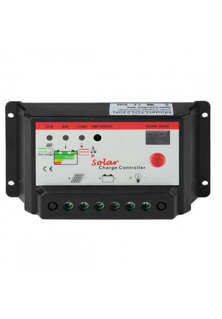 Intelligent 30A PWM Solar Panel Charge Controller Auto Battery Regulator 12V 24V