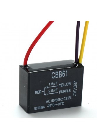 CBB61 1.5uF+2.5uF 3 WIRE 250VAC Ceiling Fan Capacitor 3 Wires