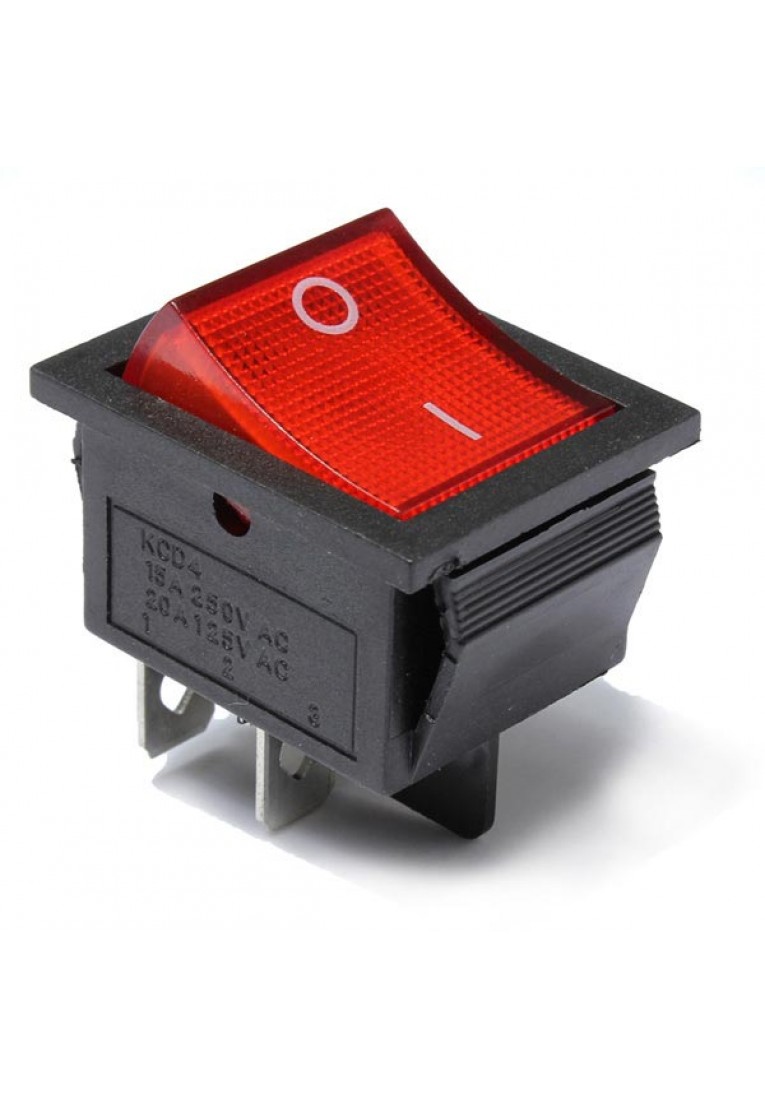 Red Light Lamp 4 Pin DPST ON-OFF Rocker Boat Switch 13A/250V 20A/125V