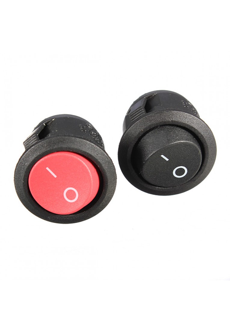 Mini Round Black 2 Pin SPST ON-OFF Rocker Switch Button