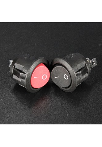 Mini Round Black 2 Pin SPST ON-OFF Rocker Switch Button